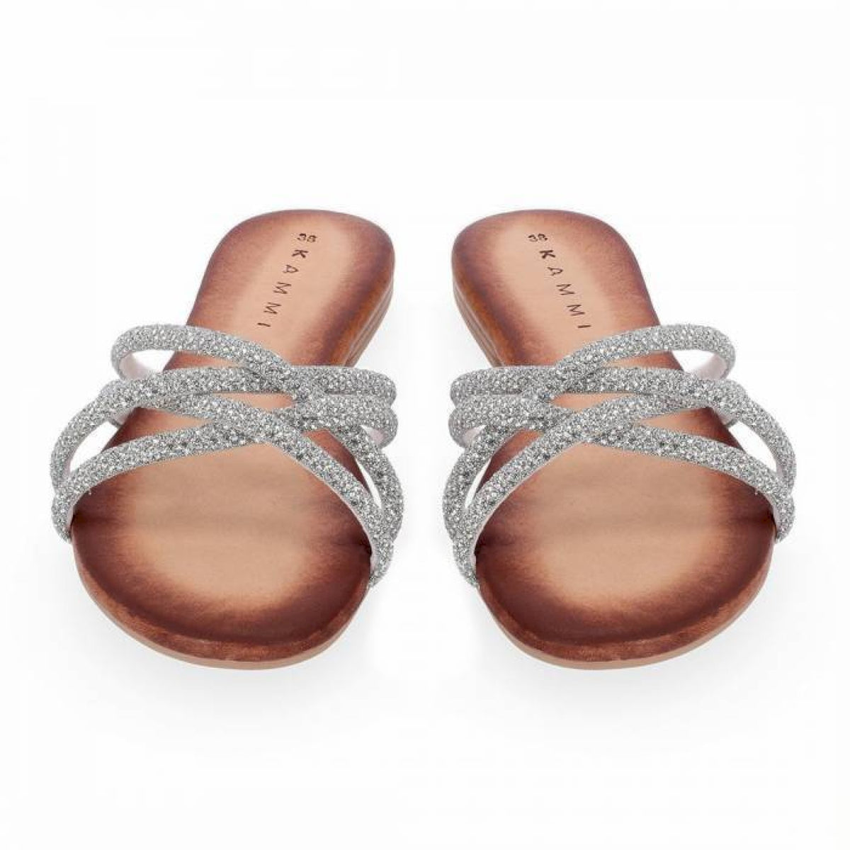 Ciabatta in pelle con brillanti f.do gomma