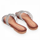 Ciabatta in pelle con brillanti f.do gomma
