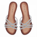 Ciabatta in pelle con brillanti f.do gomma