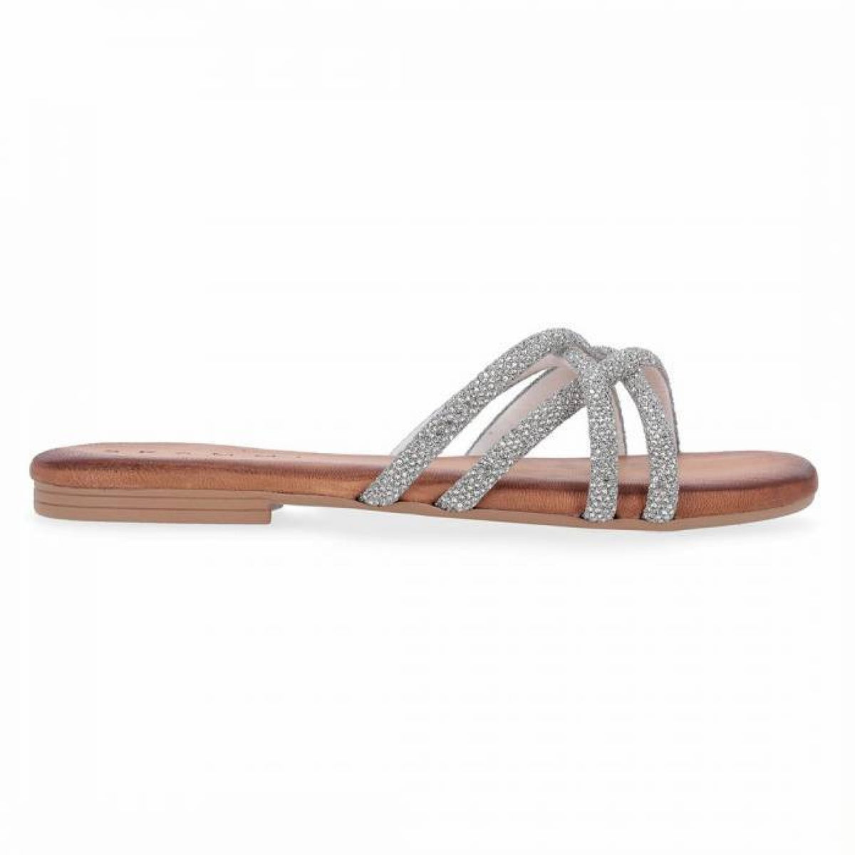 Ciabatta in pelle con brillanti f.do gomma