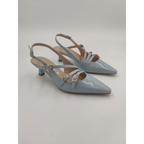 Slingback in vernice a punta con 3 cinturini