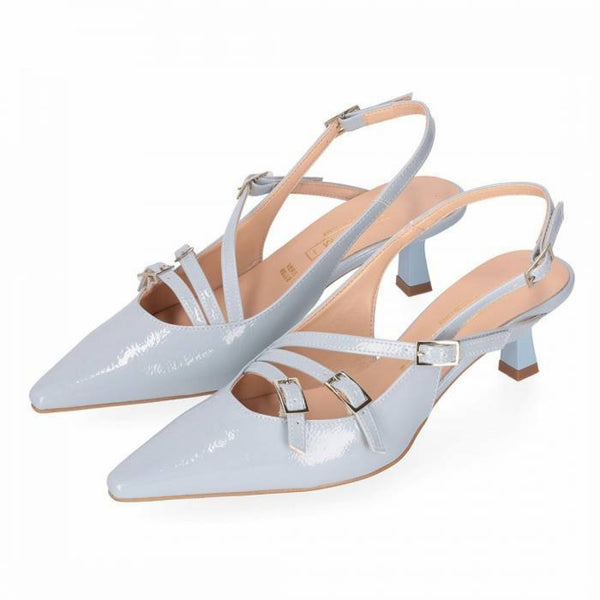 Slingback in vernice a punta con 3 cinturini