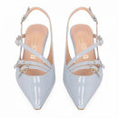 Slingback in vernice a punta con 3 cinturini