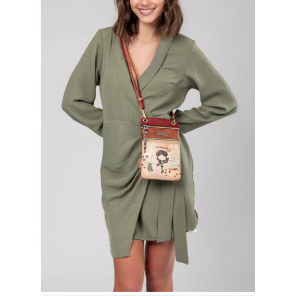 Anekke borsa a tracolla mini color cammello peace & love