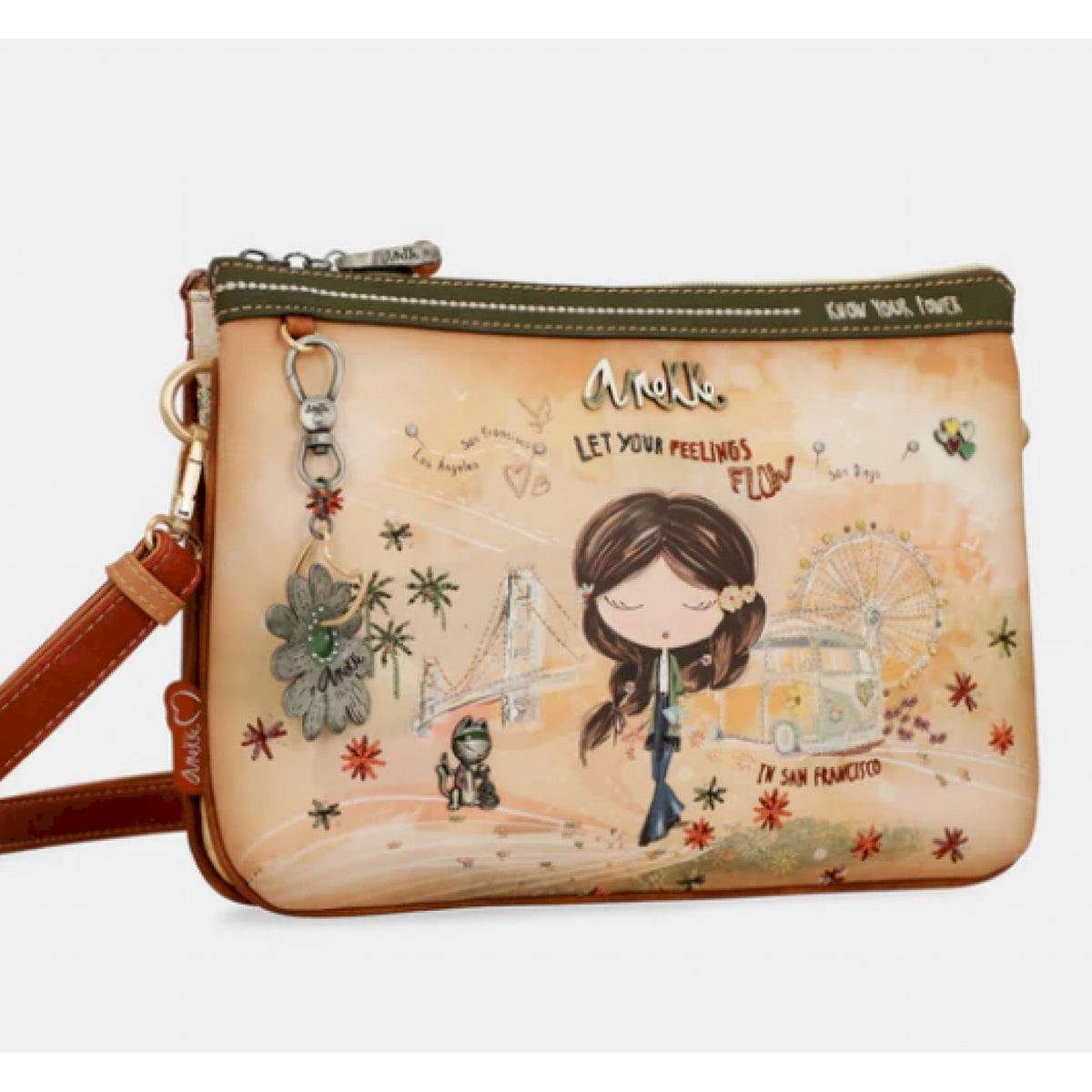 Anekke borsa a tracolla con stampa cammello peace & love