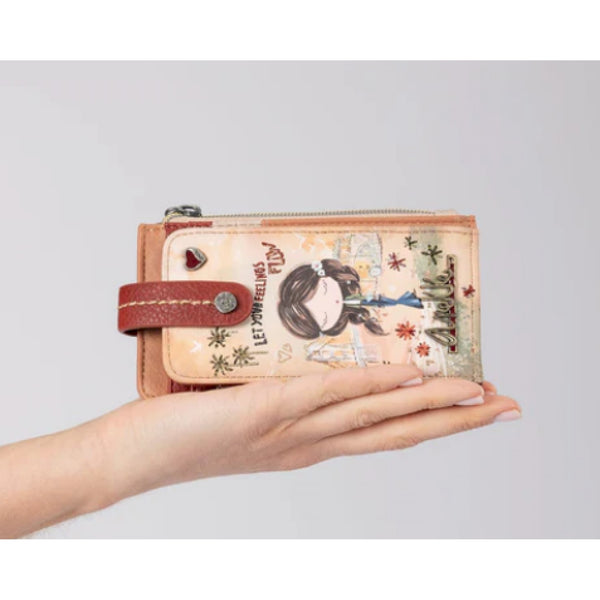 Anekke porta carte rfid cammello peace & love