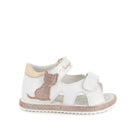 Sandalo per bambina bianco cangiante
