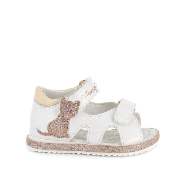 Sandalo per bambina bianco cangiante
