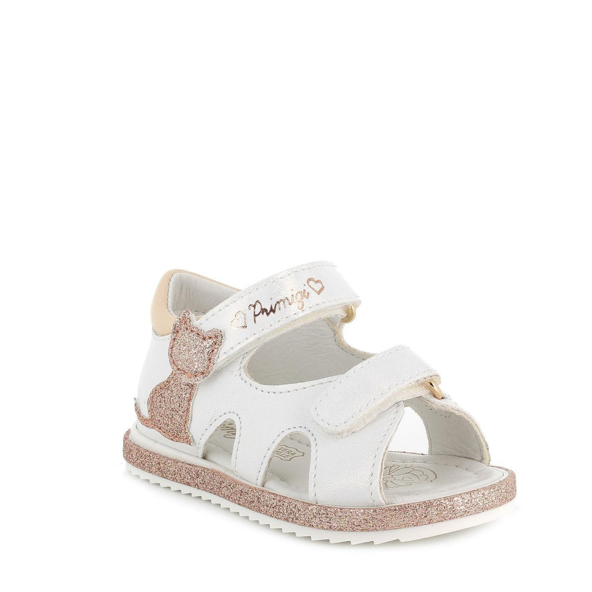 Sandalo per bambina bianco cangiante