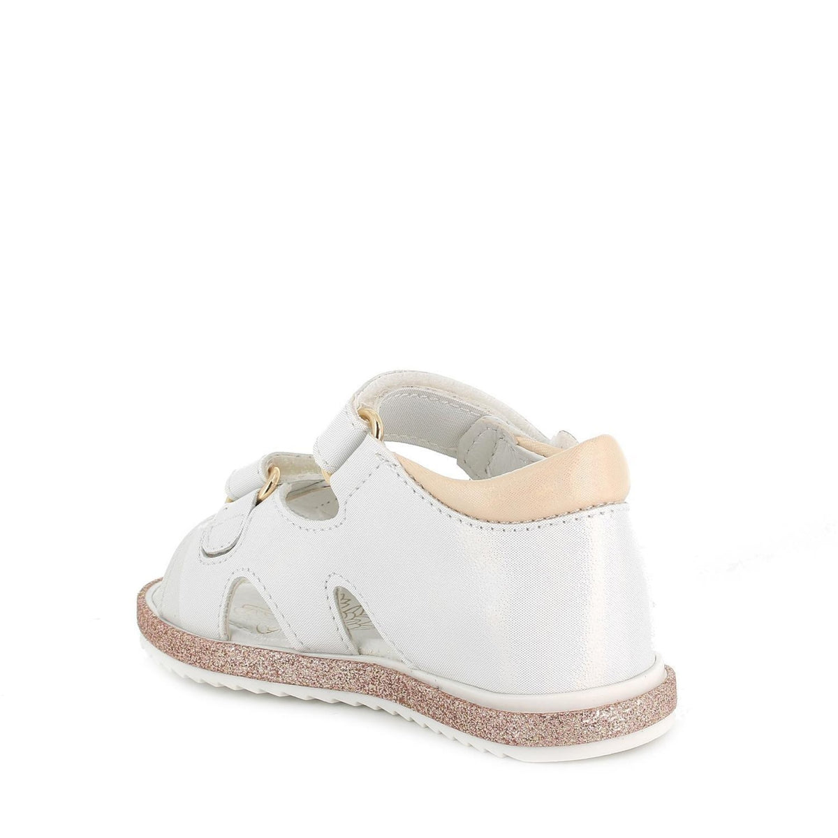 Sandalo per bambina bianco cangiante
