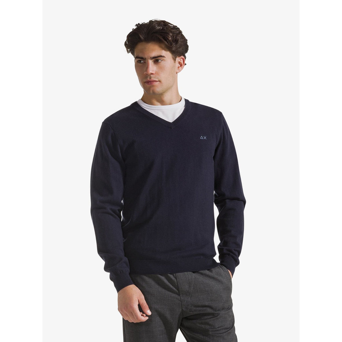 Sun 68 - sun 68 maglia in cotone e lana con scollo a v