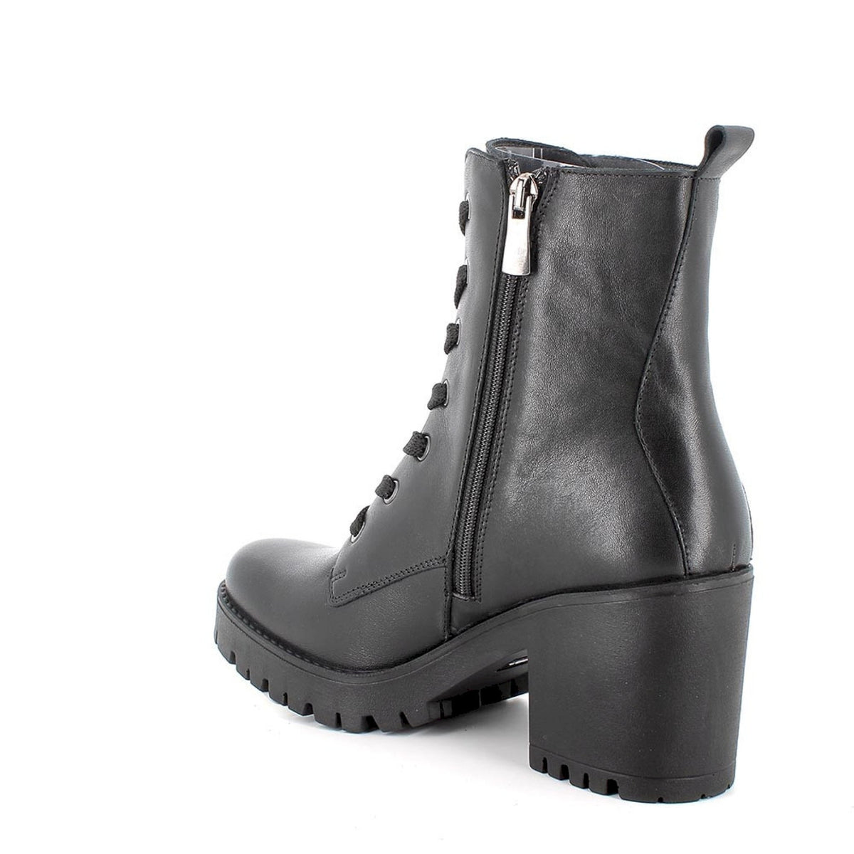 Anfibi con tacco in pelle da donna nero