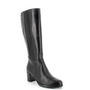 Stivali con tacco in pelle da donna nero