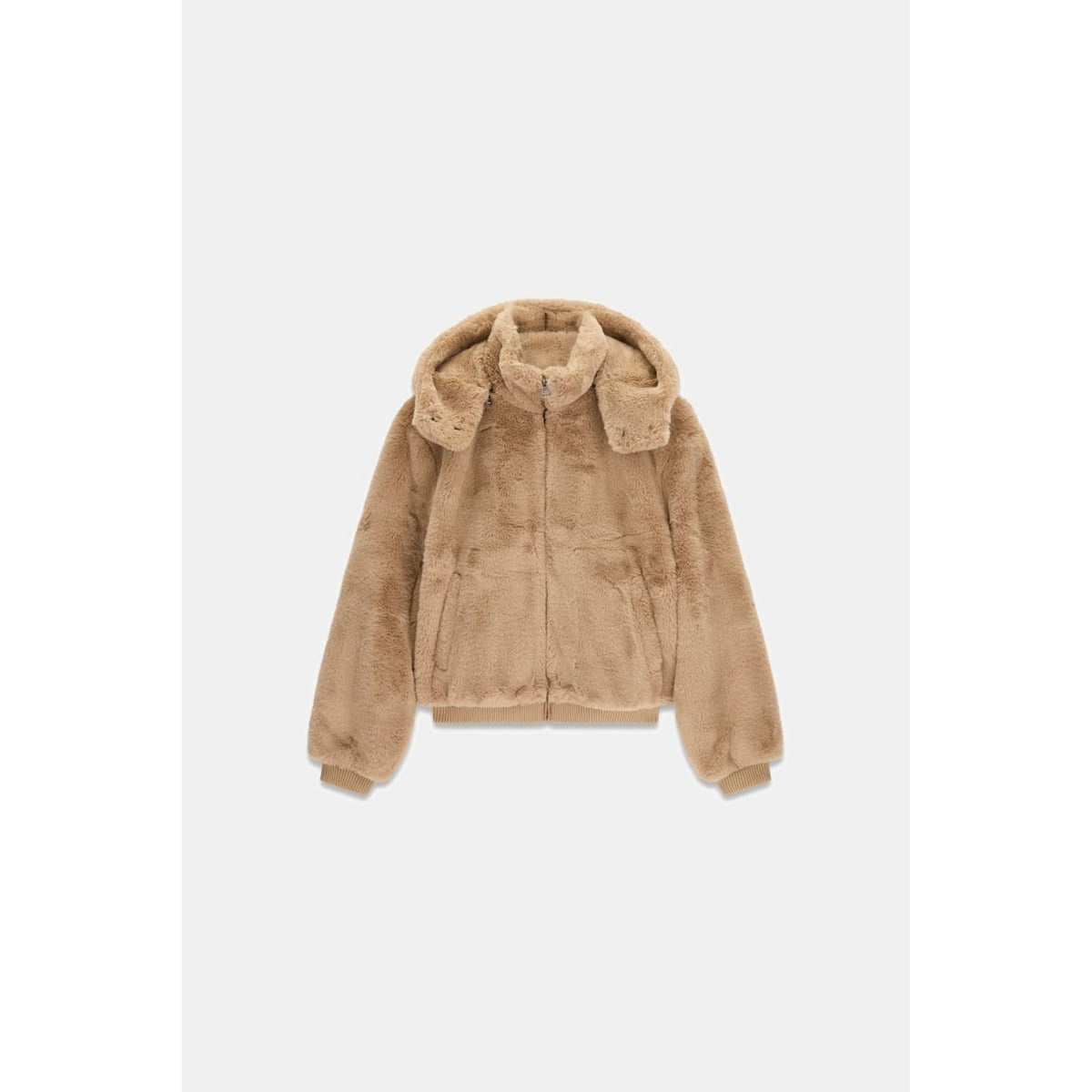 Guess - bomber con cappuccio guess in pelliccia sintetica