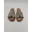 Ciabatta con tacco in pelle con fascia