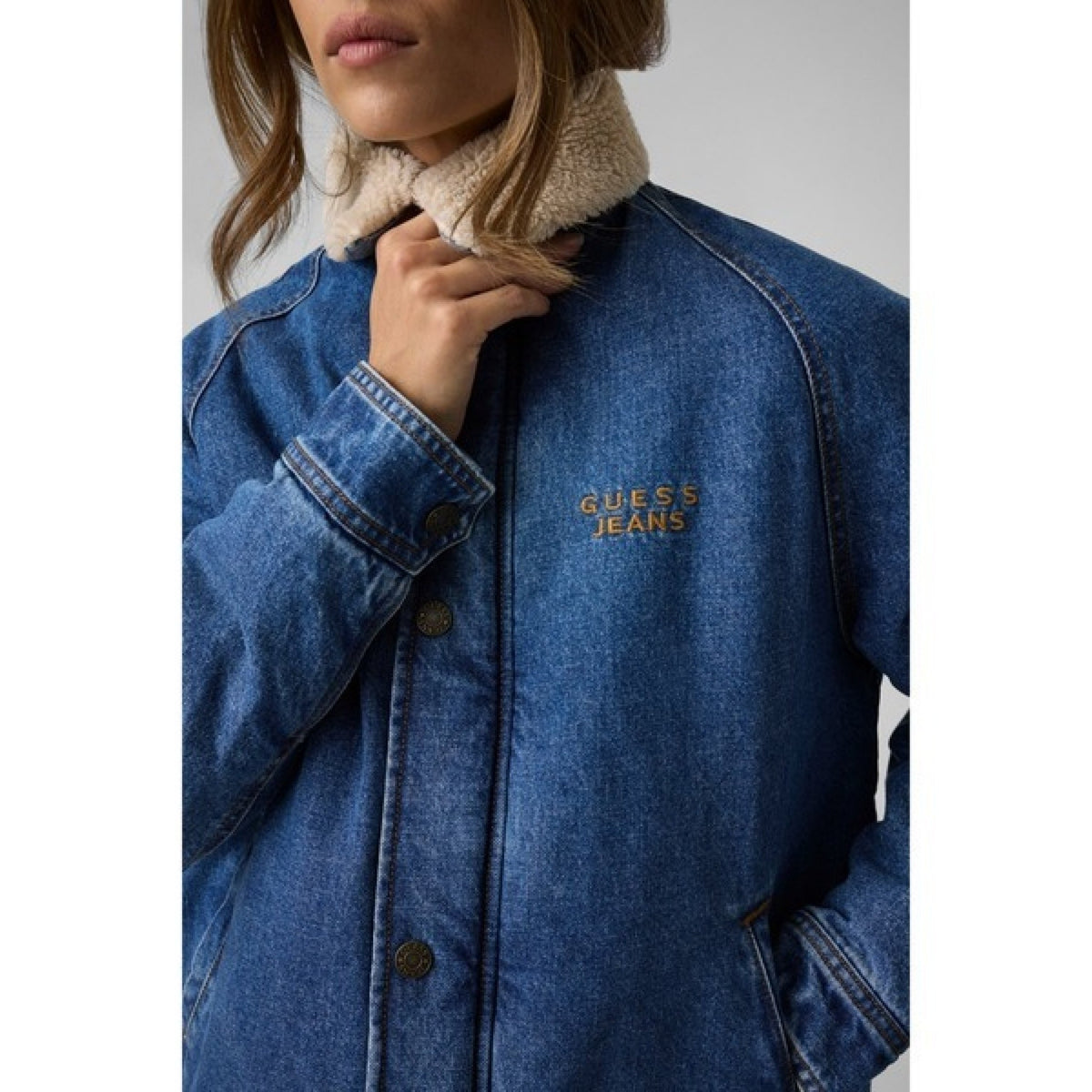 Guess - giacca jeans guess effetto teddy