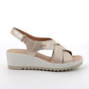 Sandali con zeppa in pelle  da donna