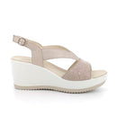 Sandali con zeppa in pelle da donna