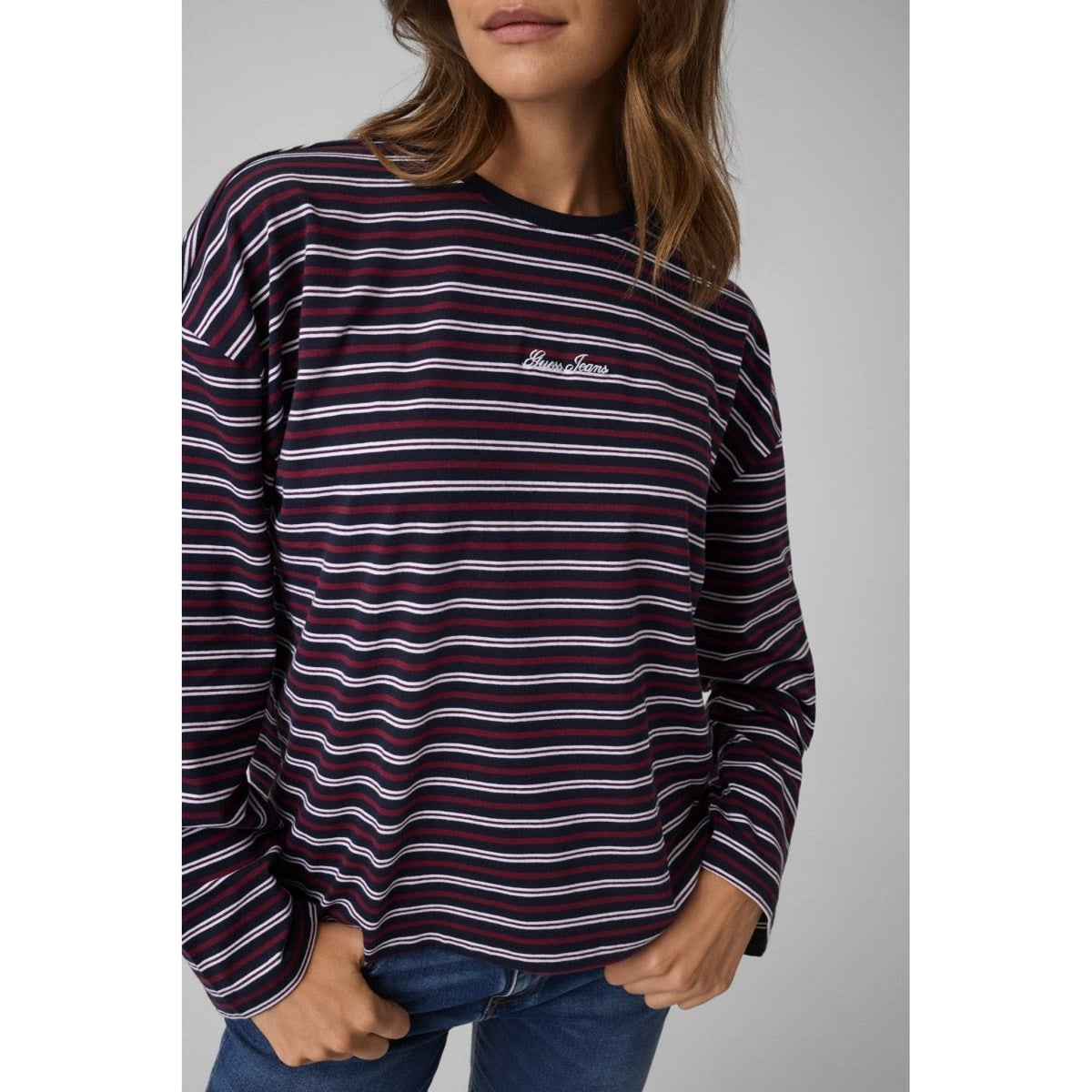 Guess - t shirt relaxed guess a righe