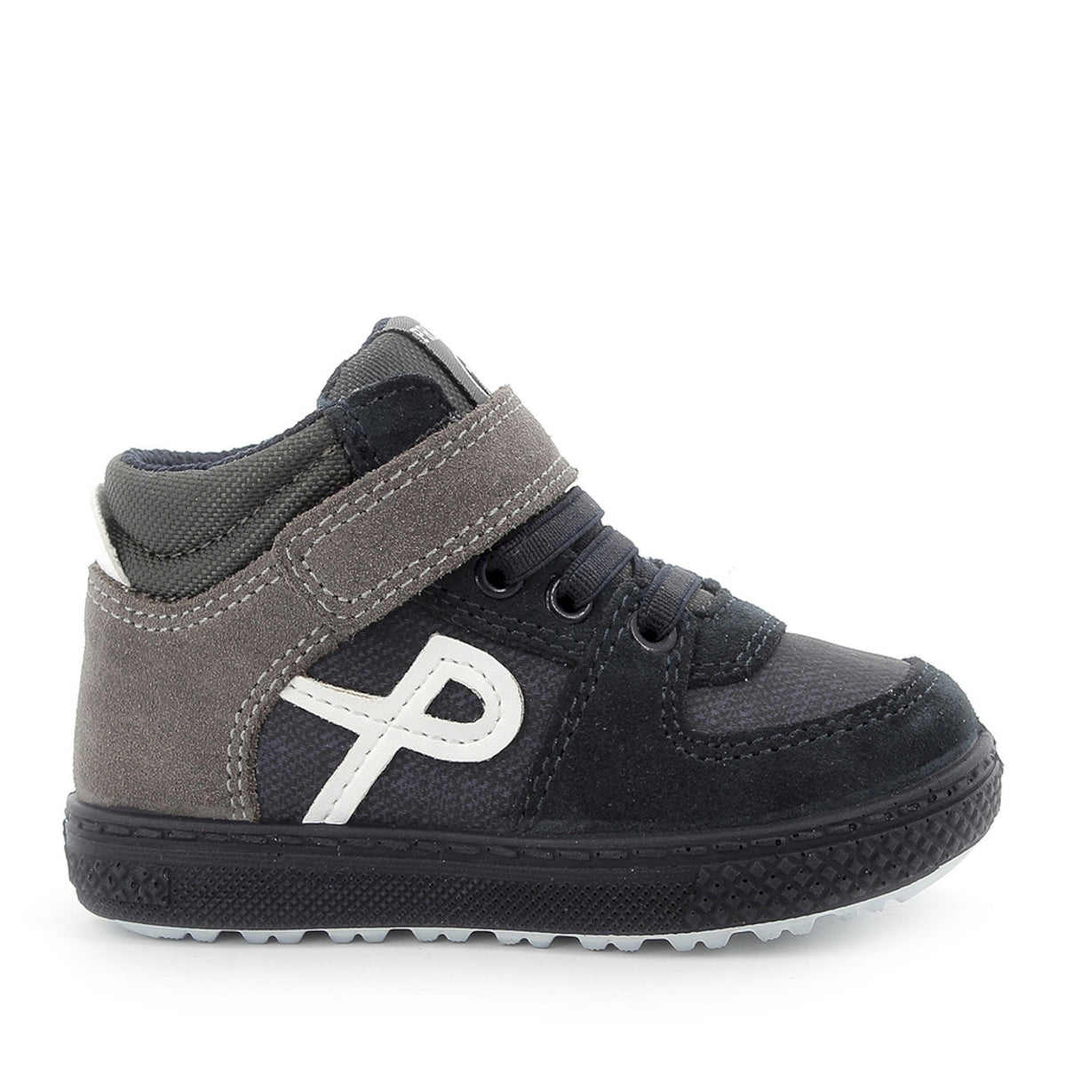 Sneaker primi passi in scamosciato/pelle sintetica stampata