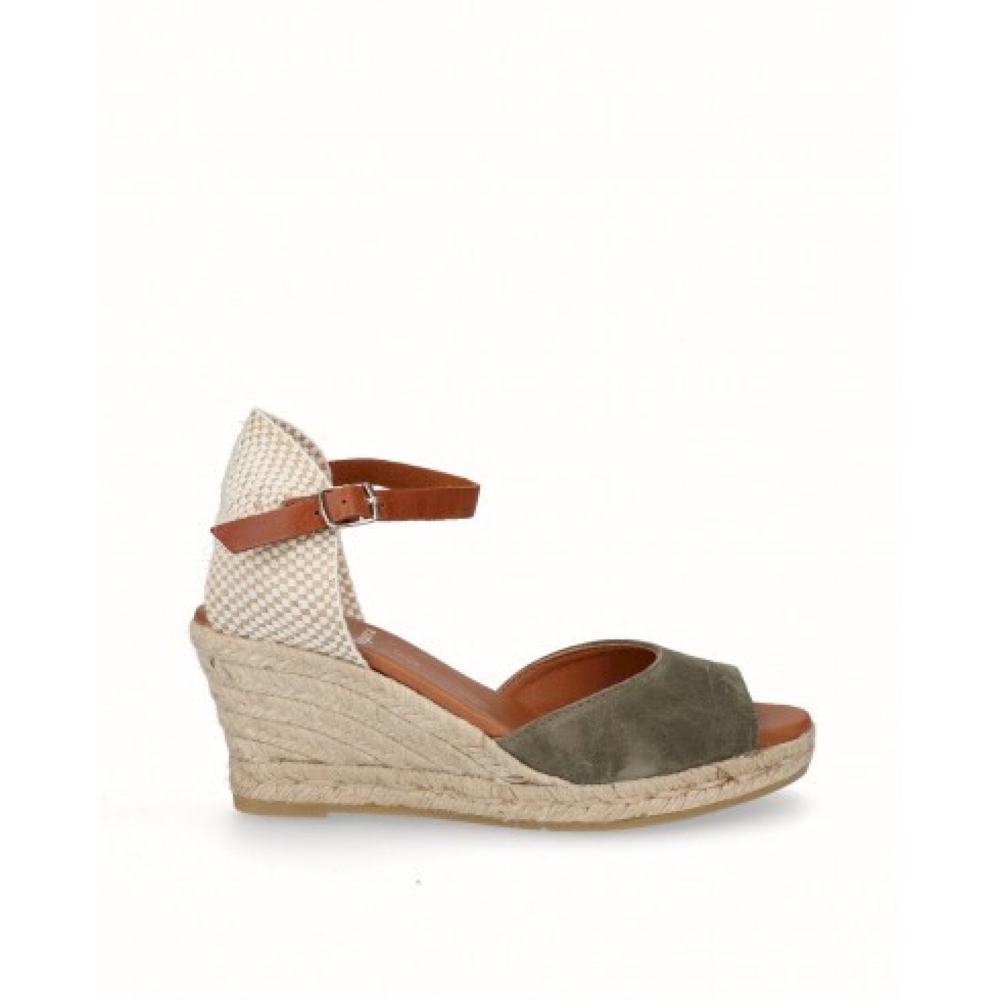 Espadrillas con zeppa  di iuta pelle scamosciata