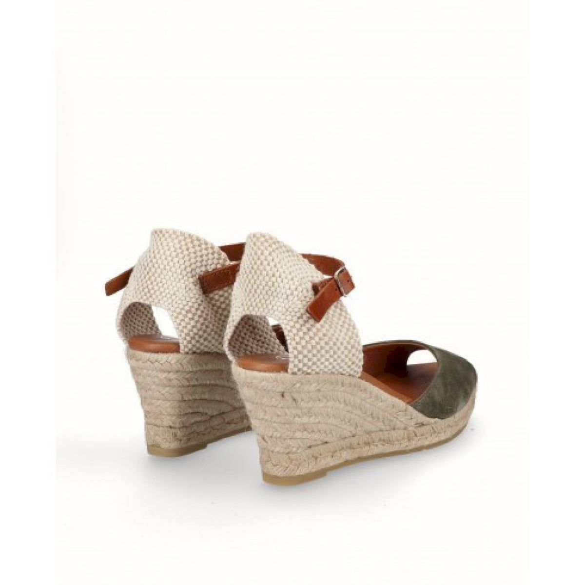 Espadrillas con zeppa  di iuta pelle scamosciata