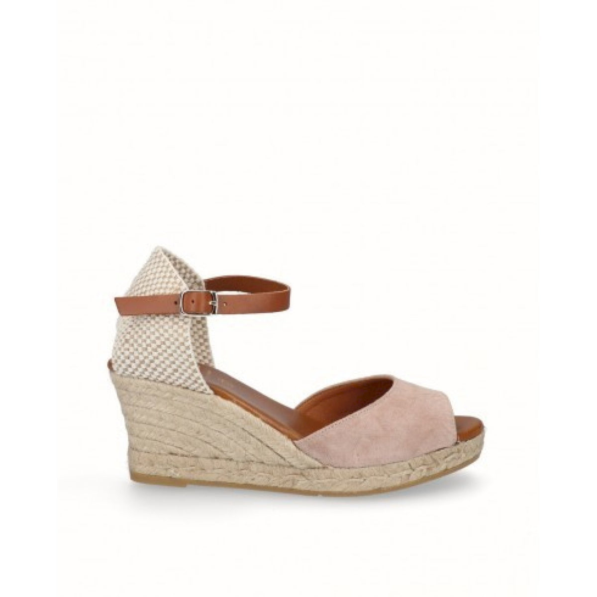 Espadrillas con zeppa  di iuta pelle scamosciata