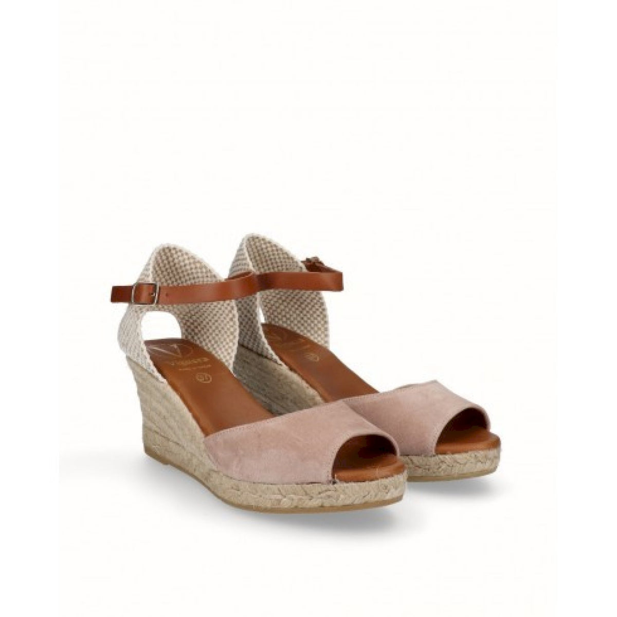 Espadrillas con zeppa  di iuta pelle scamosciata