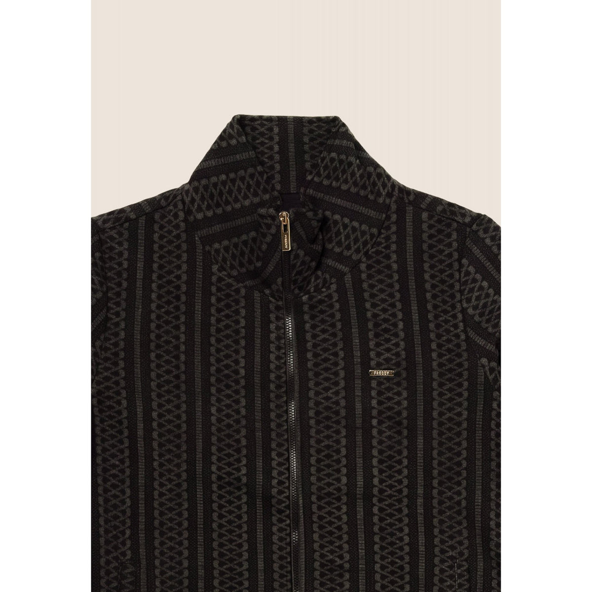 Felpa con collo alto e full zip freddy in trama geometrica