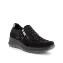 Slip on con zeppa in pelle da donna nero