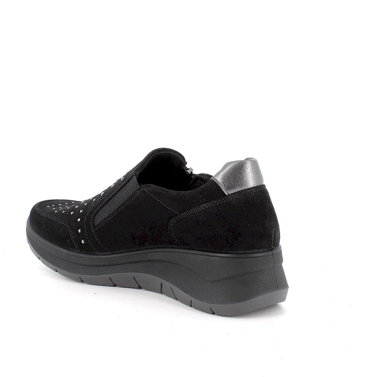 Slip on con zeppa in pelle da donna nero