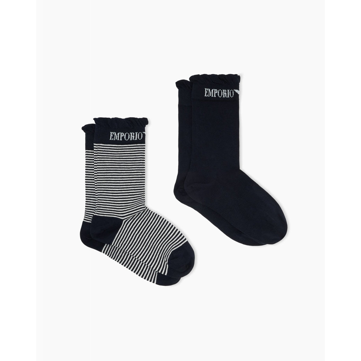 Calzini corti in cotone pack da 2 emporio armani underwear con lettering