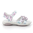 Sandalo in pelle da bambina beige multicolor