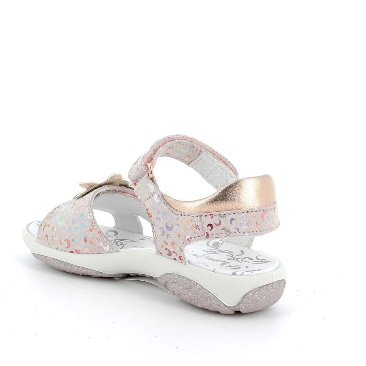 Sandalo in pelle da bambina beige multicolor