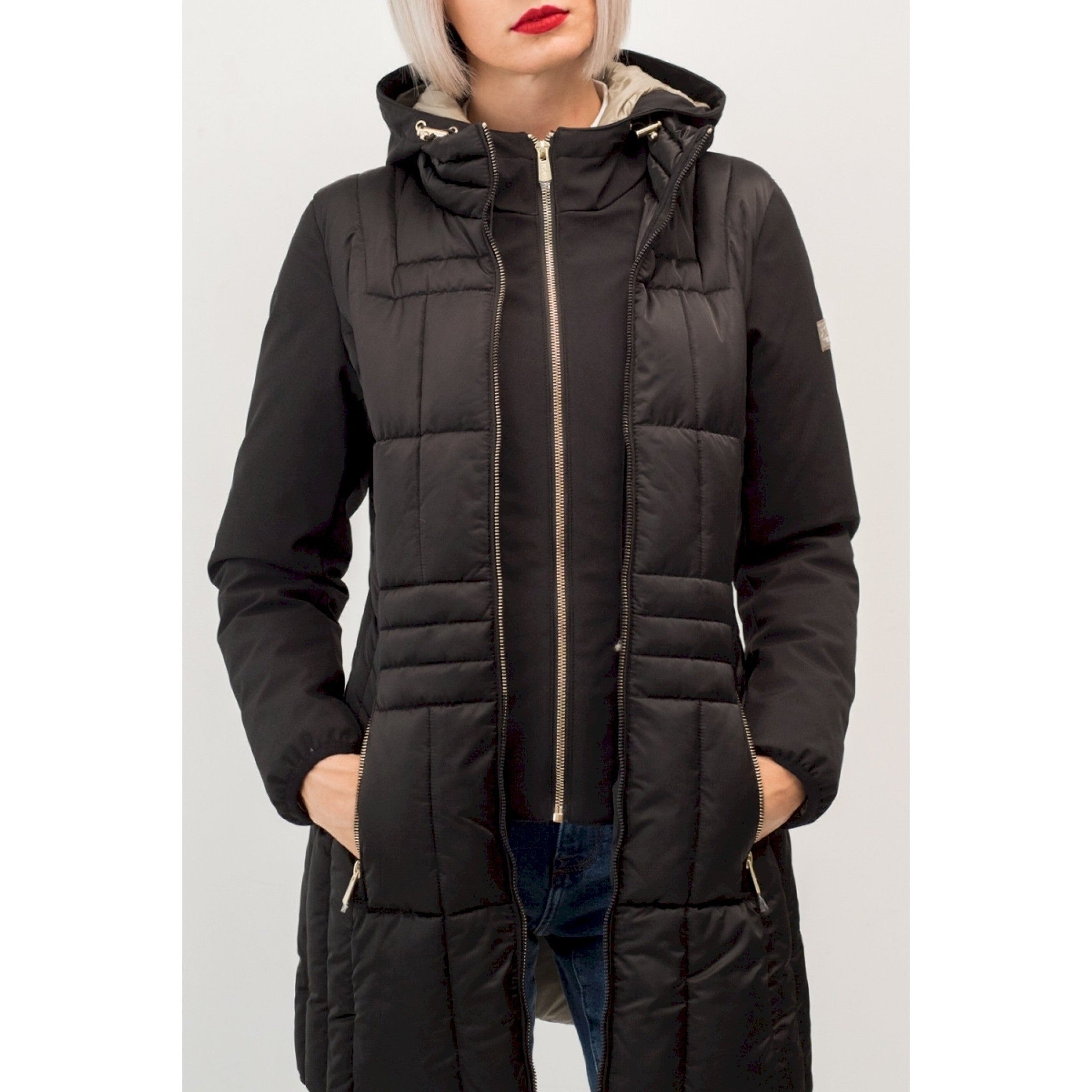 Yes zee cappotto donna trapunta con finto gilet stacc