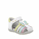 Sandali da bambina bianco e verde con strap