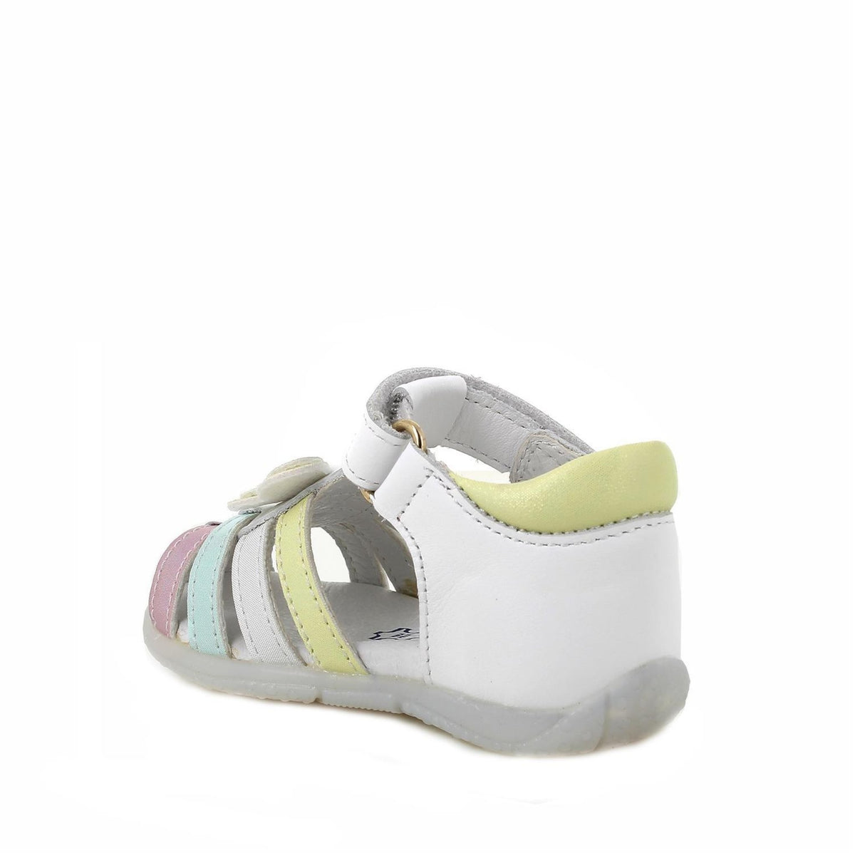 Sandali da bambina bianco e verde con strap