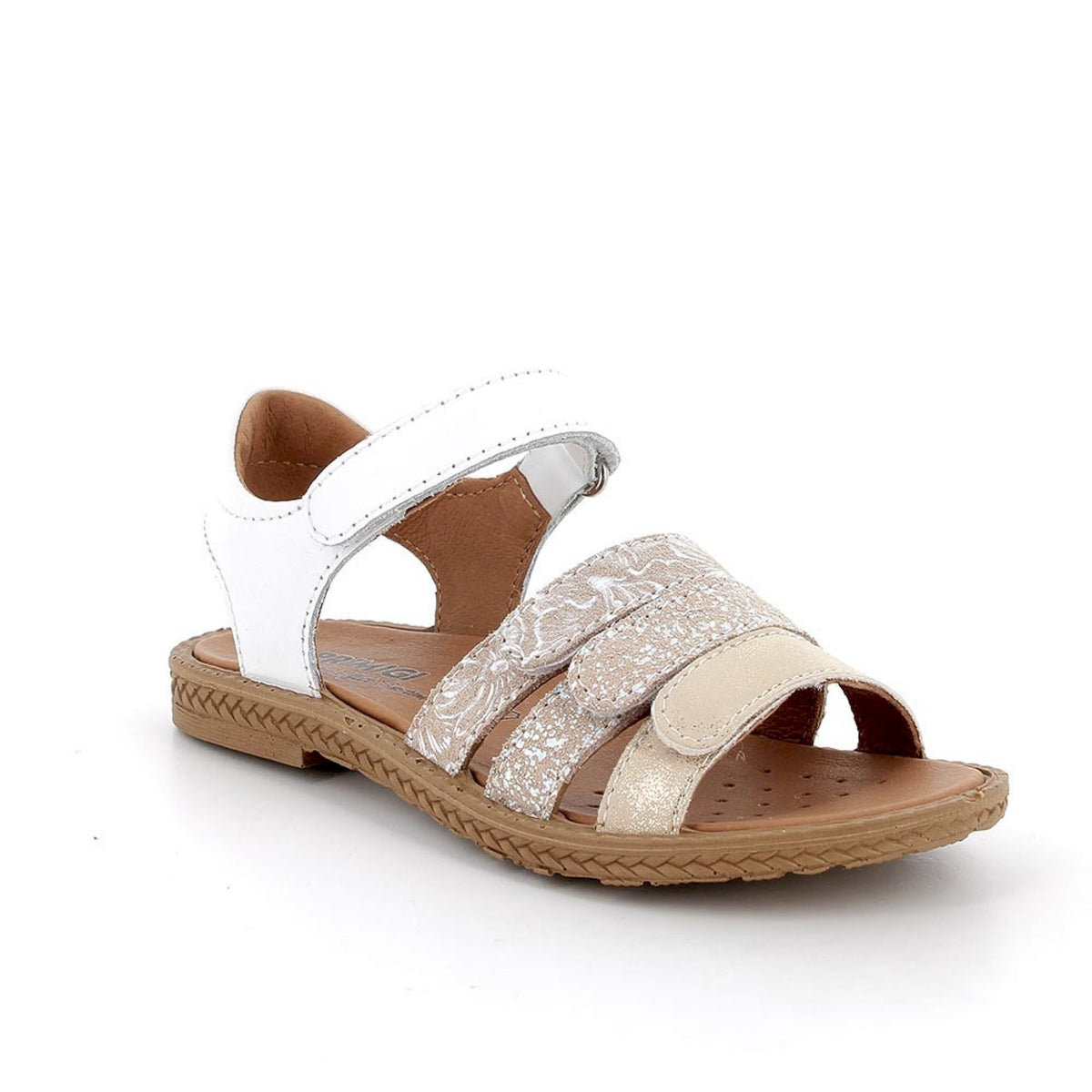 Sandali da bambina bianco e beige con strap