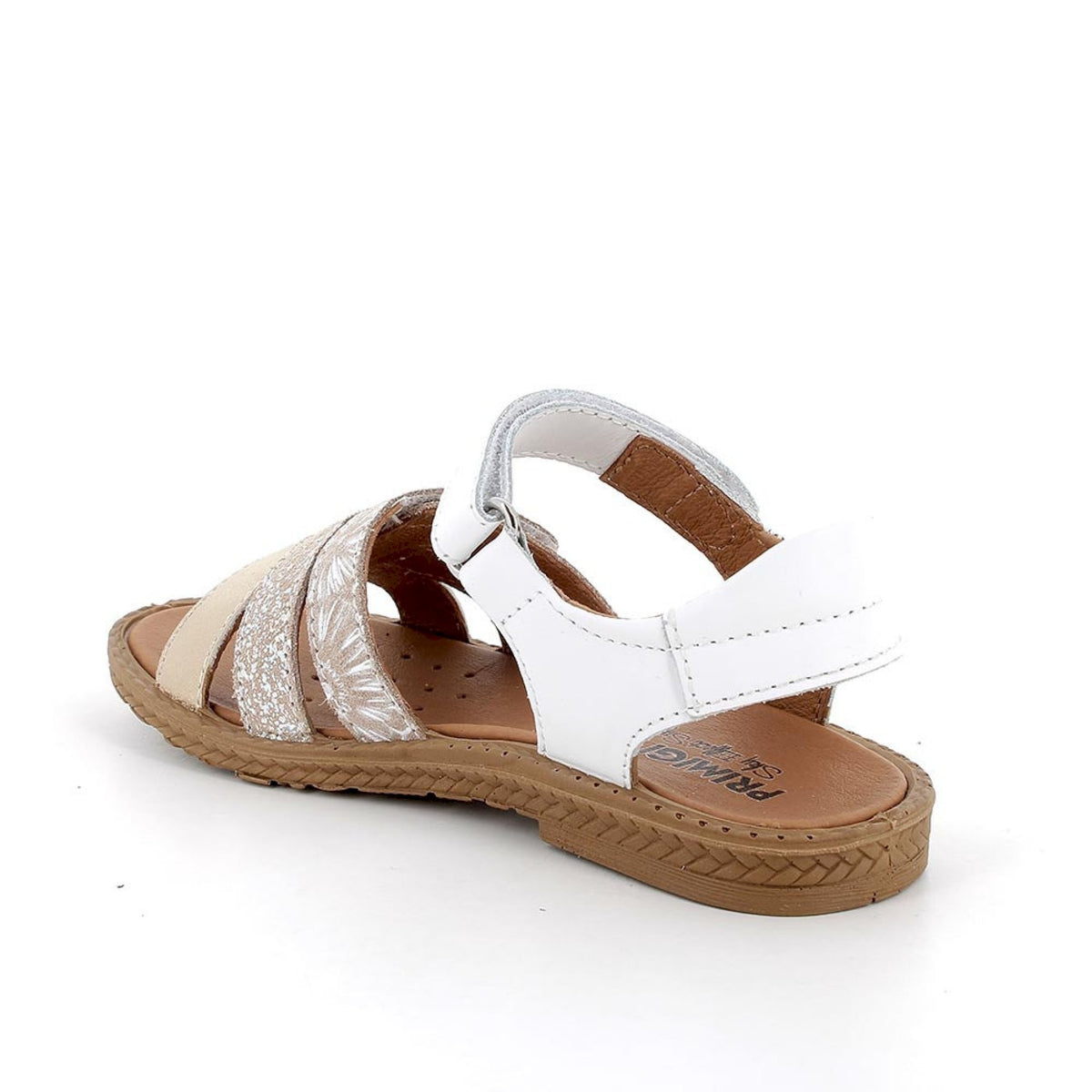Sandali da bambina bianco e beige con strap