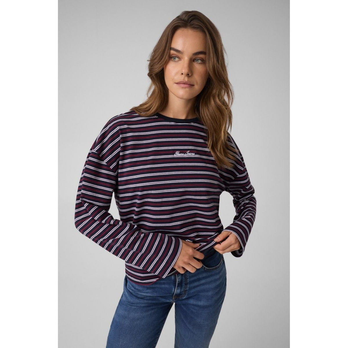 Guess - t shirt relaxed guess a righe