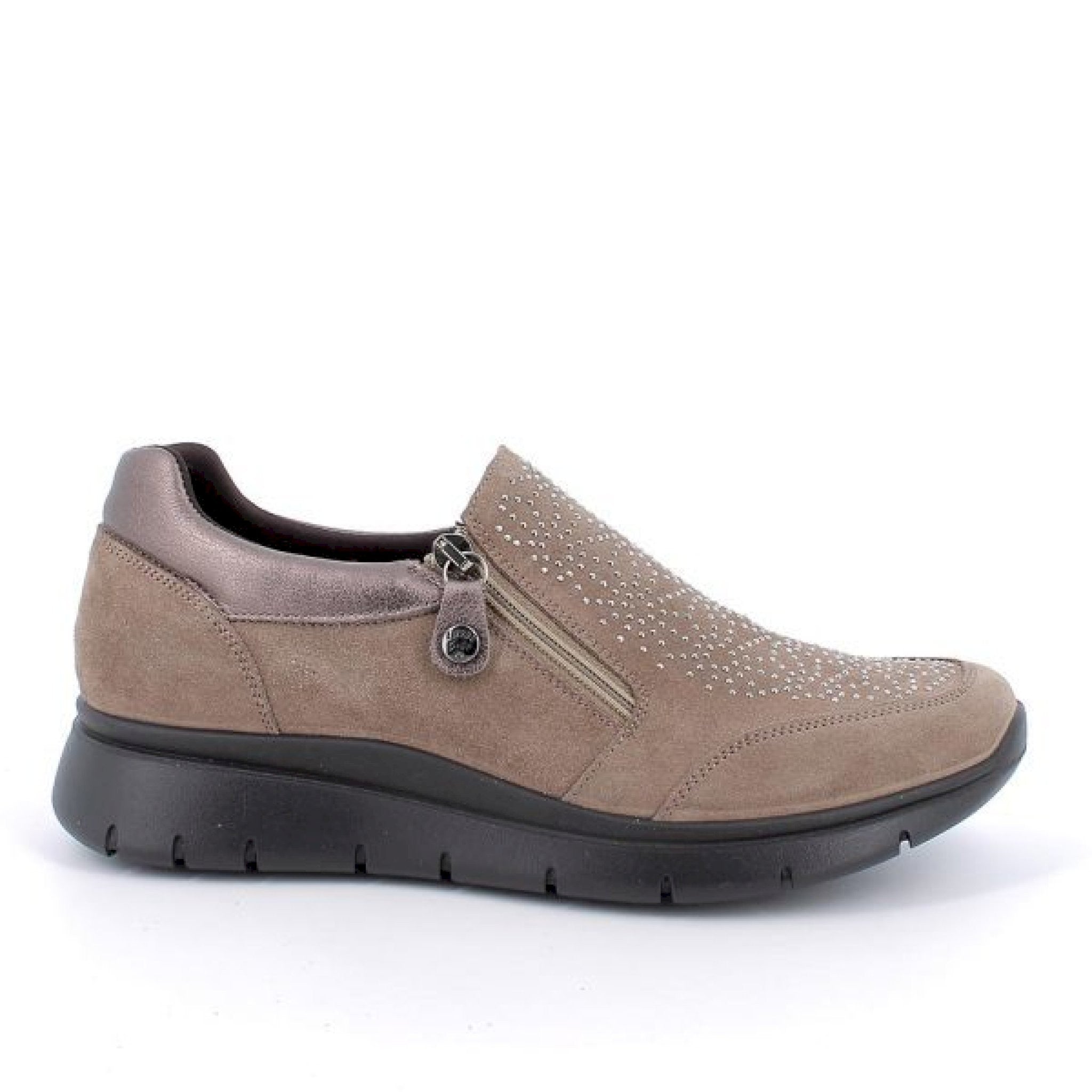 Slip on donna in pelle fango