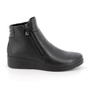 Stivaletti neri con zeppa in pelle da donna