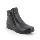 Stivaletti neri con zeppa in pelle da donna