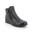 Stivaletti neri con zeppa in pelle da donna
