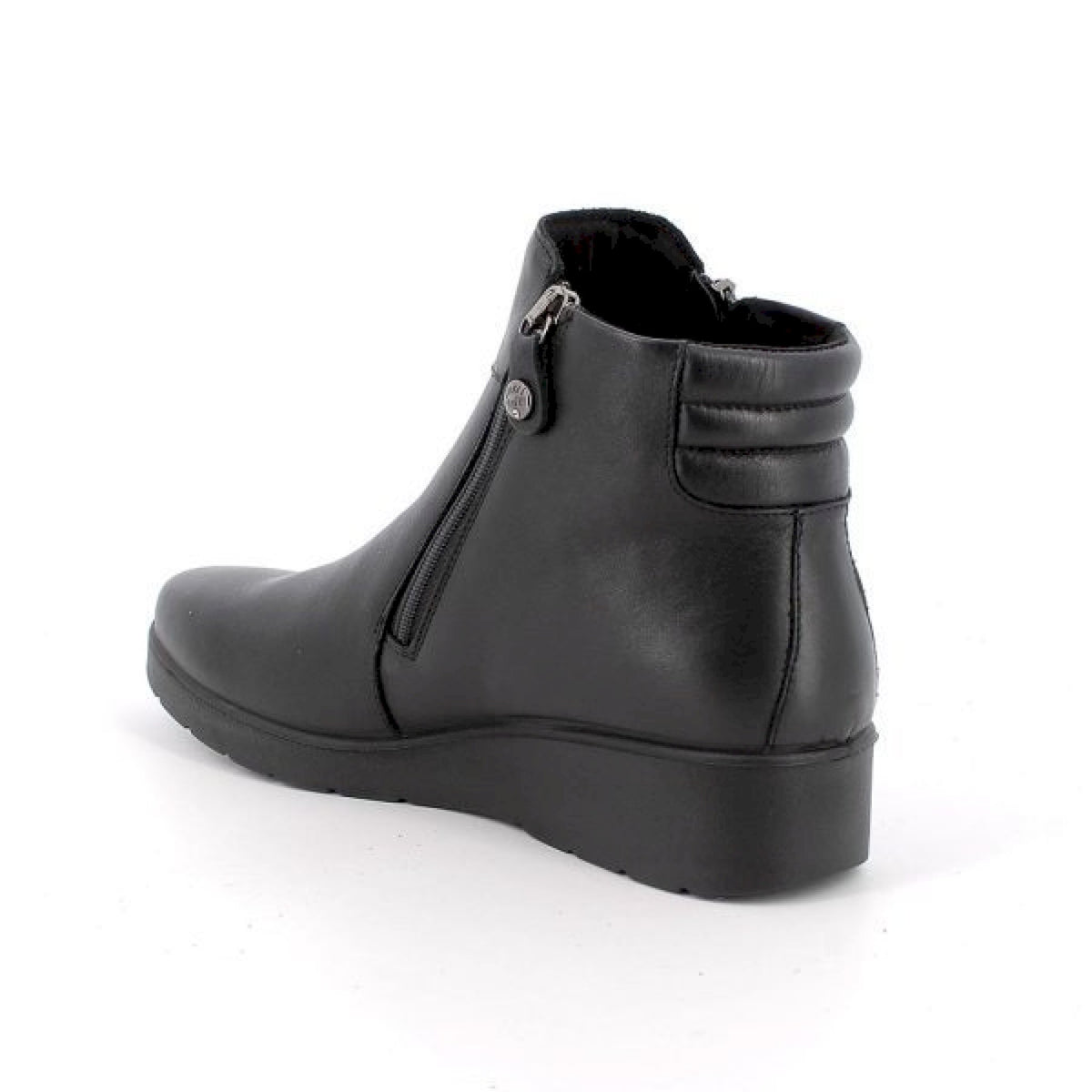 Stivaletti neri con zeppa in pelle da donna