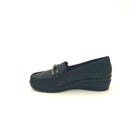 Mocassini donna con zeppa in pelle