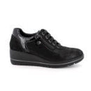 Scarpe con zeppa da donna nero laminato-nero