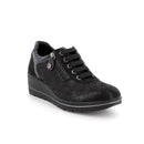 Scarpe con zeppa da donna nero laminato-nero