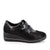 Scarpe con zeppa da donna nero laminato-nero