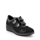 Scarpe con zeppa da donna nero laminato-nero